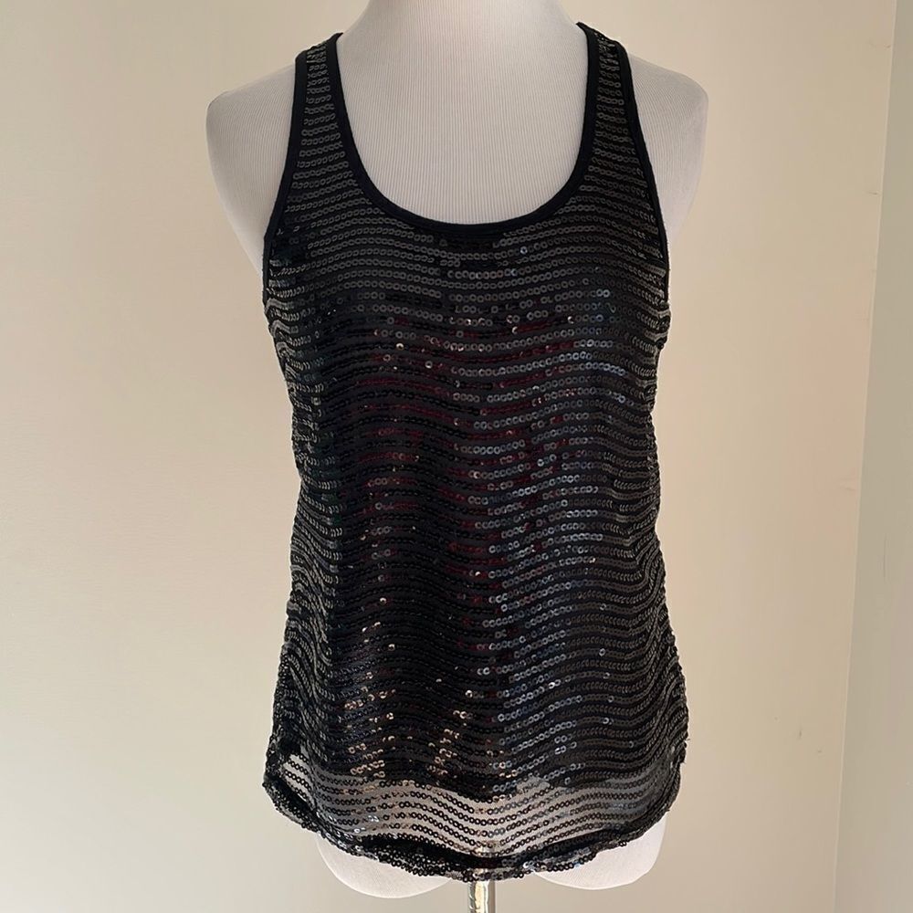 Black sequins racer back tank top by Material Girl size XS